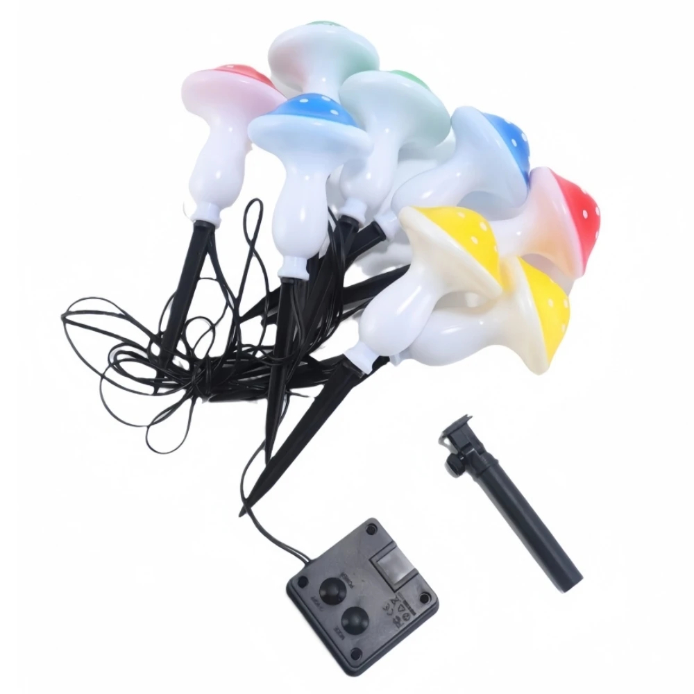 (3 heads) Solar Garden Decor Lights Crack Mushrooms Outdoor Decor Stake String Lights Waterproof Solar Pathway Lights Christmas Decoration