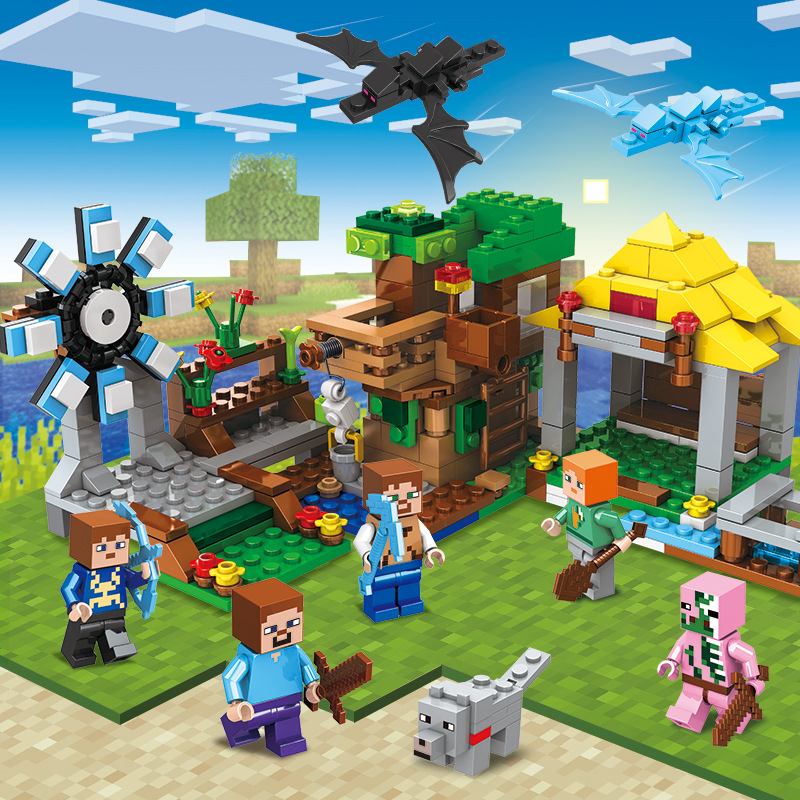 (Farm amusement park) DIY My World Series Mini figure Building Block Christmas Halloween Gift Without Box