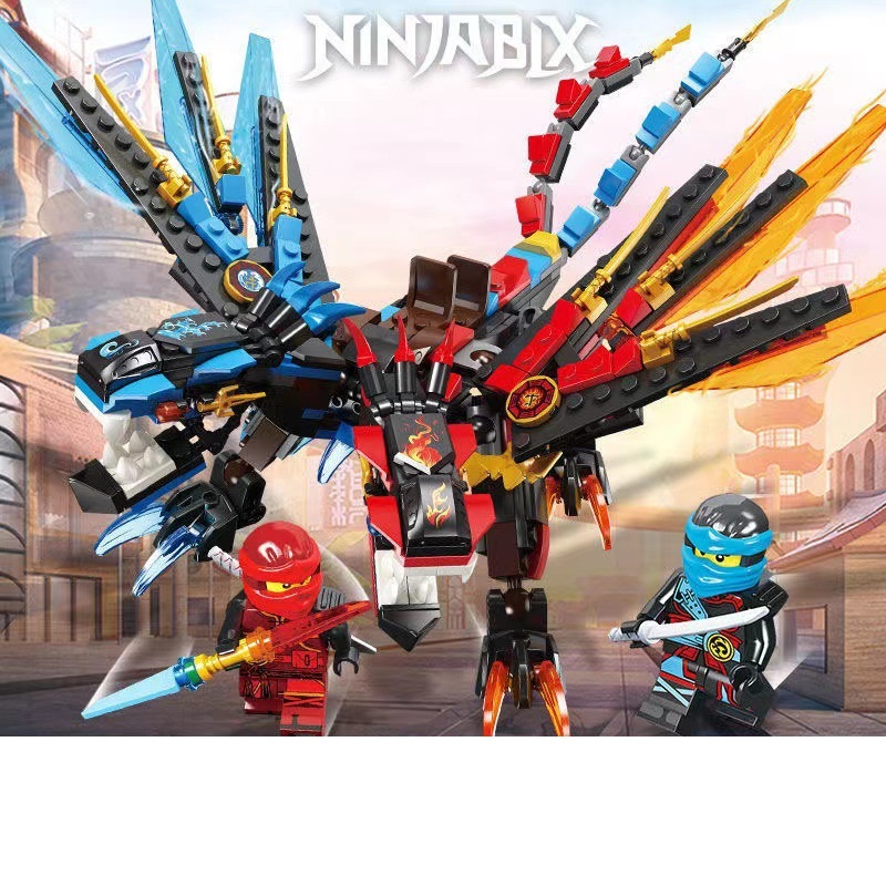 (Light green dragon) Ninja Model Set Building Blocks Phantom Ninja Temple Dragon Kids Toy Bricks Birthday Gift