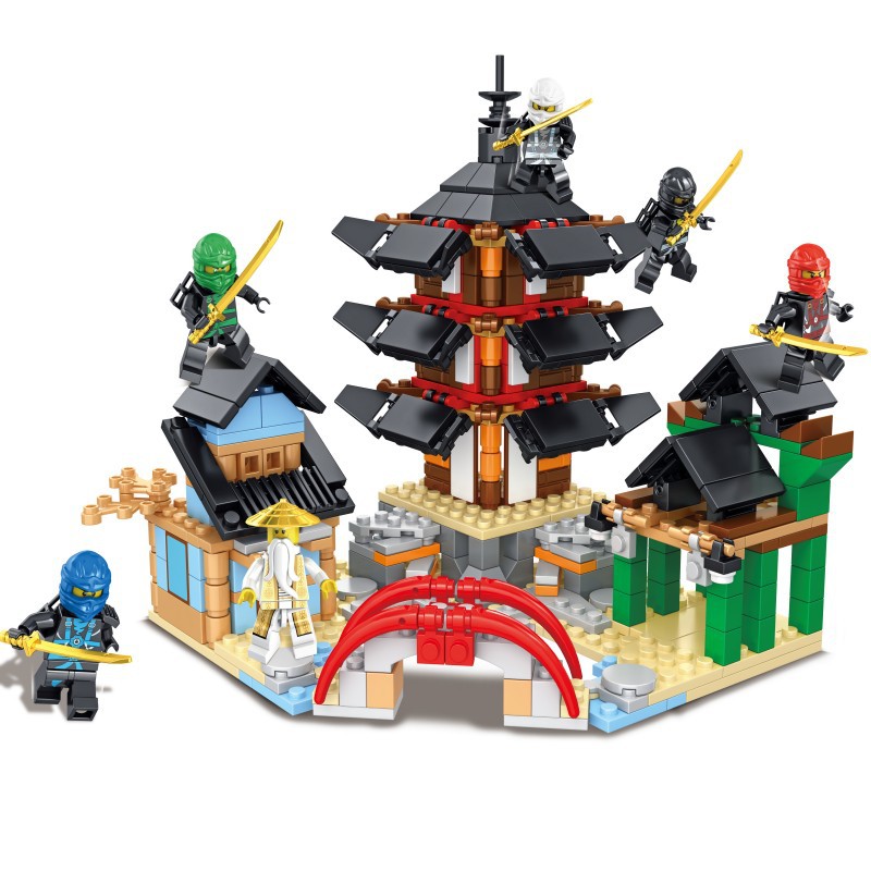 (Light green dragon) Ninja Model Set Building Blocks Phantom Ninja Temple Dragon Kids Toy Bricks Birthday Gift