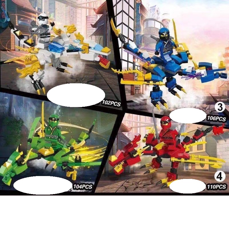 (Light green dragon) Ninja Model Set Building Blocks Phantom Ninja Temple Dragon Kids Toy Bricks Birthday Gift