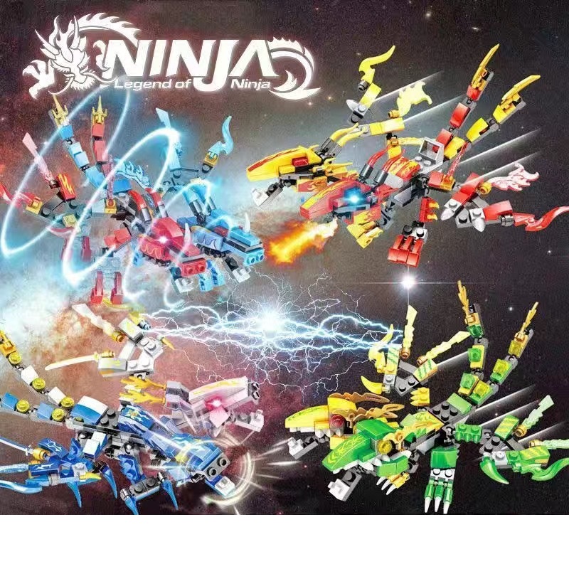 (Light green dragon) Ninja Model Set Building Blocks Phantom Ninja Temple Dragon Kids Toy Bricks Birthday Gift