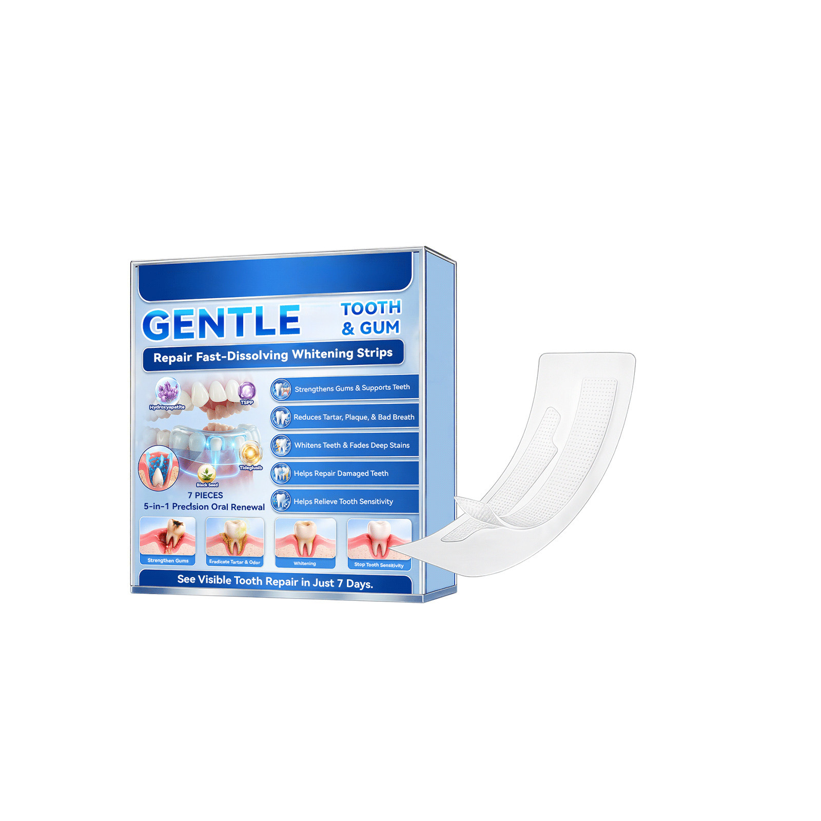 Teeth Stain Remover Strips For Gentle Cleaning Whitening And Fresh Breath Care