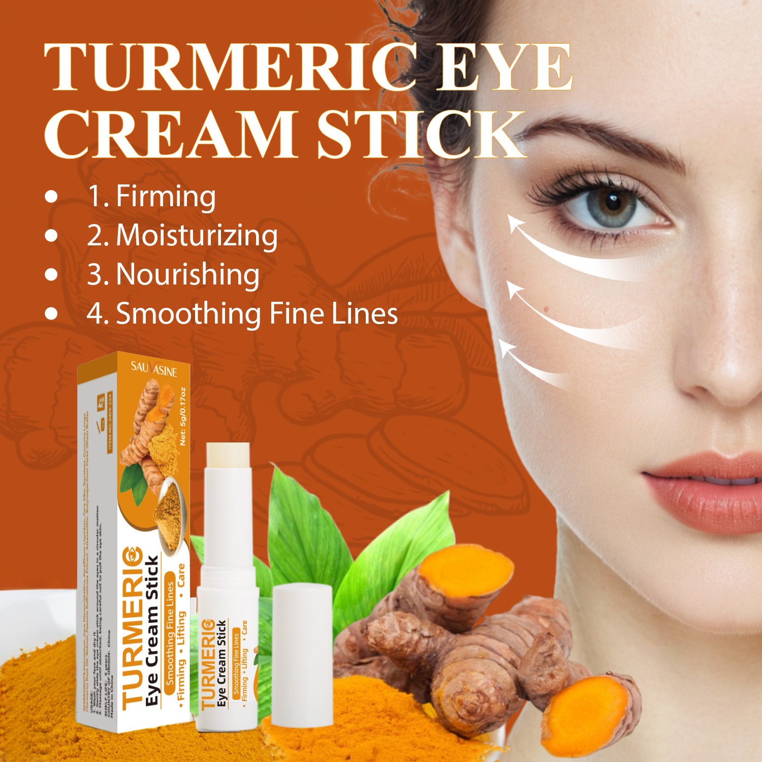 Turmeric Eye Stick Moisturising Nourishing Revitalising Eye Care for Daily Use Natural 5g