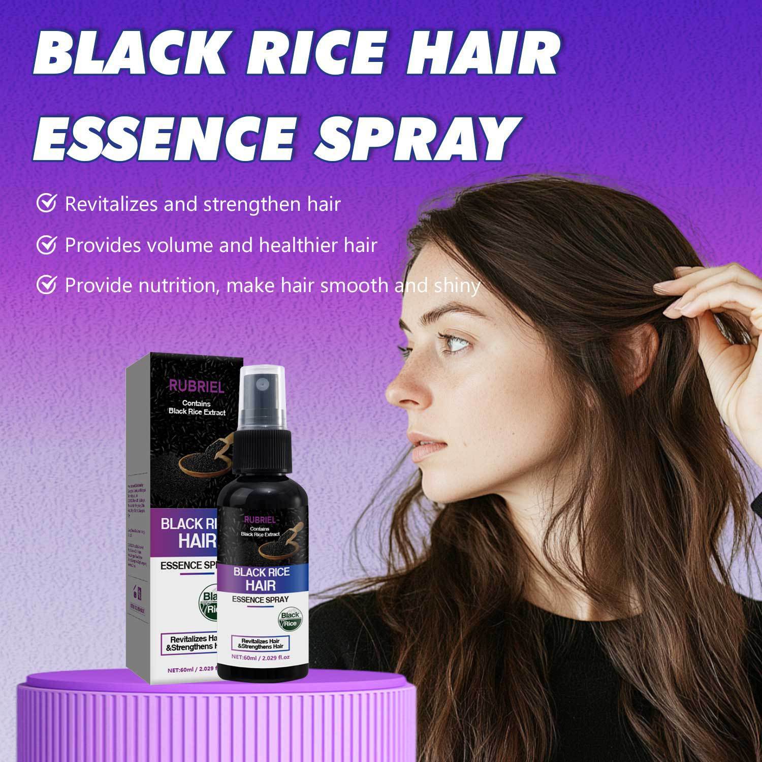 Black Rice Hair Essence Spray Nourishing Strengthening For Dry Damaged Hair Daily Scalp And Styling Care 60ml