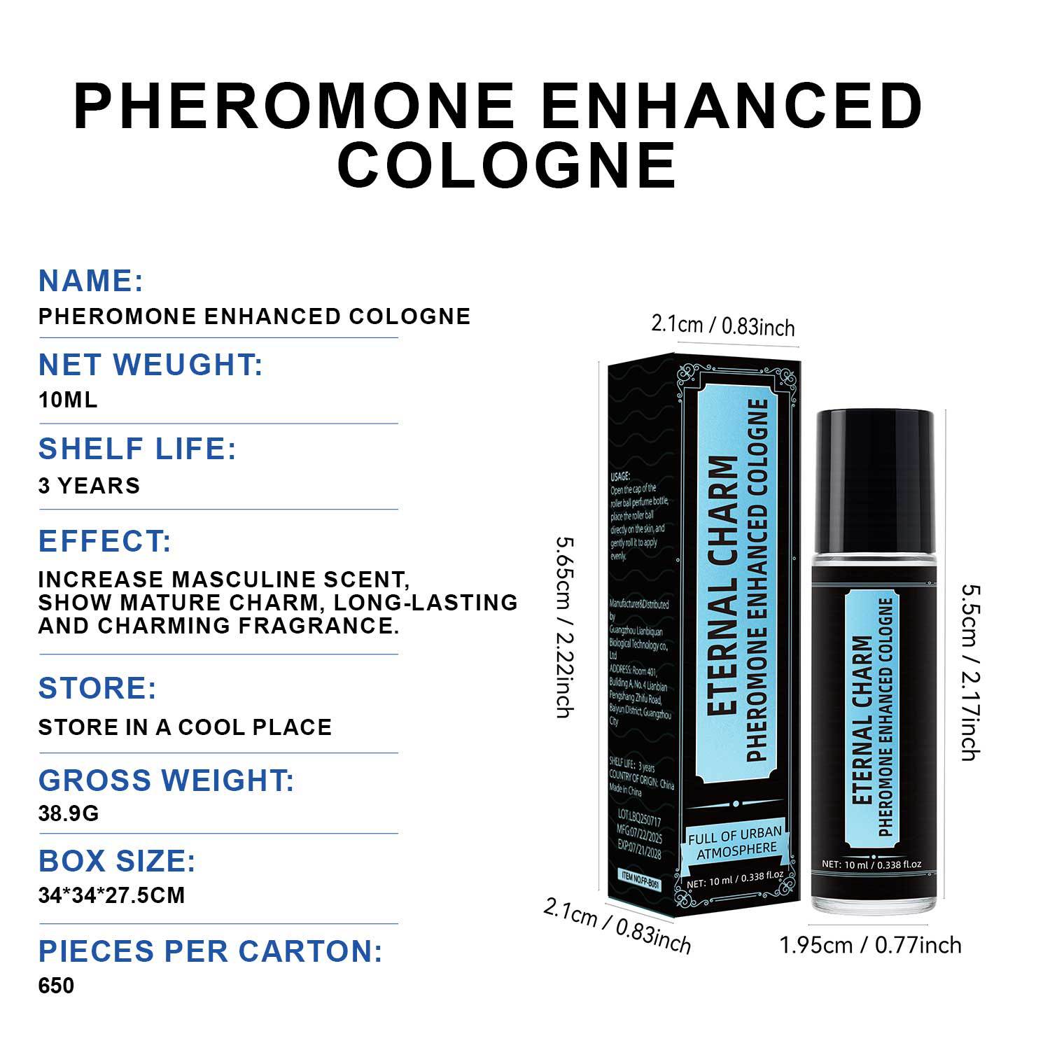 Pheromone Enhanced Eau De Cologne Long Lasting Attracting Fragrance For Men Daily Wear Confidence Booster 10ml