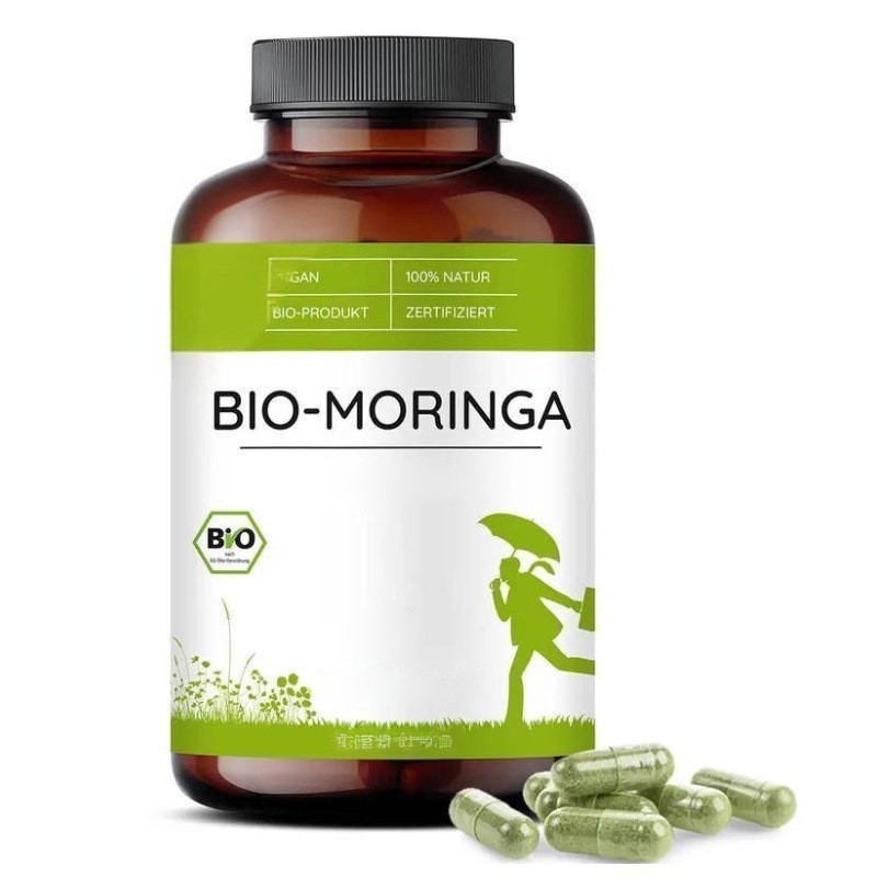 Pure Moringa Capsules One Hundred Eighty Pills One Hundred Percent Natural Organic Leaf Supplement Daily Wellness Vegan Herbal Capsules