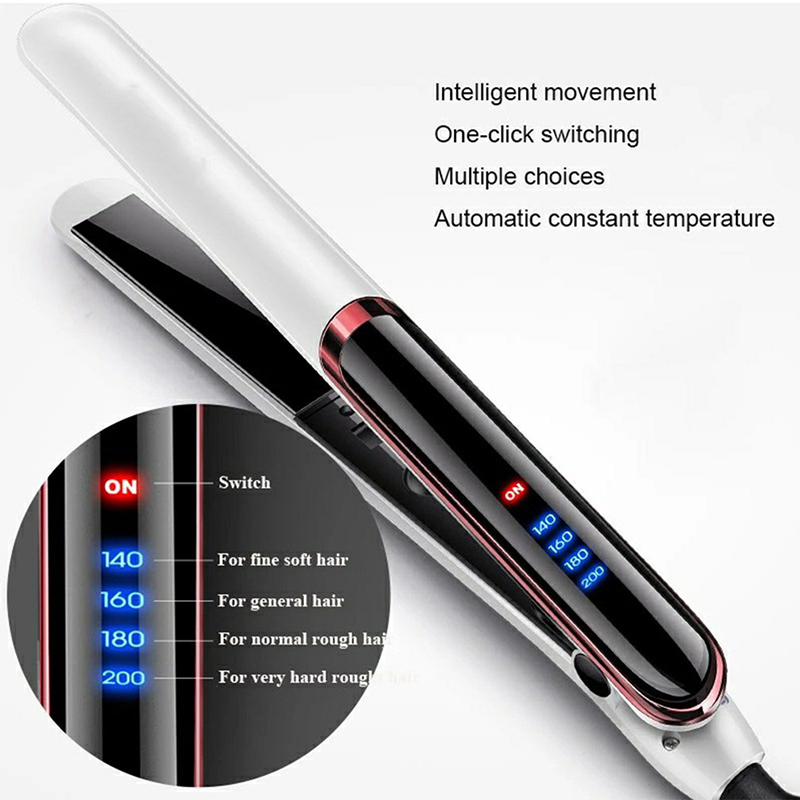 (White) Professional Hair Straightener Ceramic Ionic Fast Heat-Up Hair Flat Iron Negative Ion  Iron Lcd Display Hair Straightener