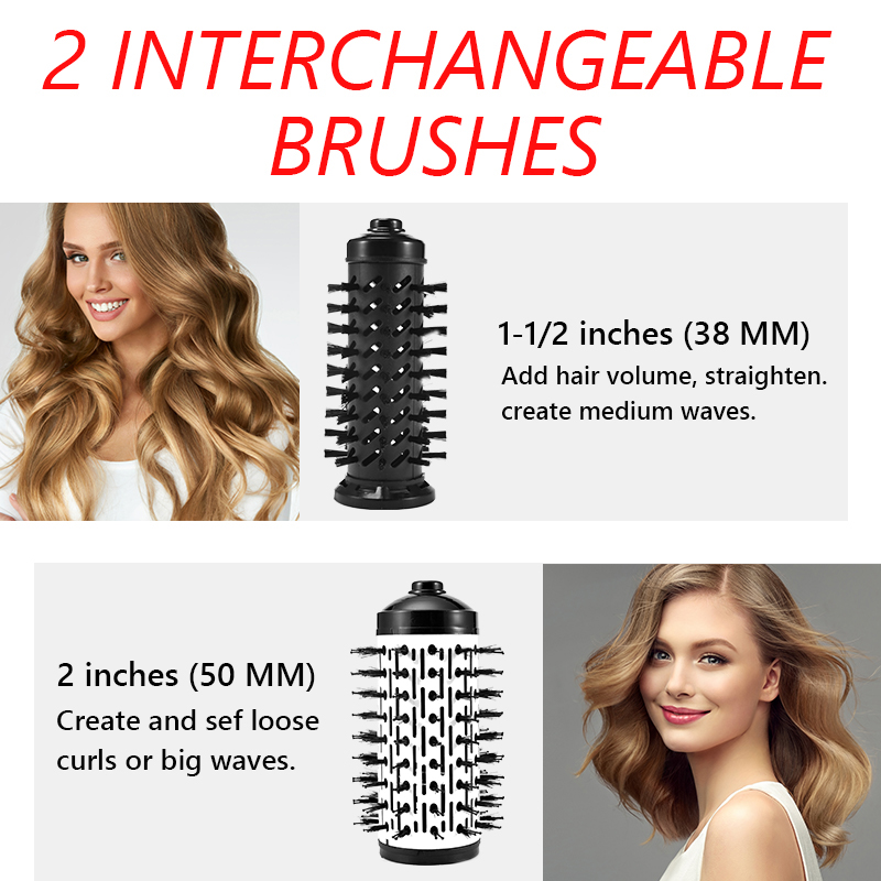 Multi-Functional 2 In 1 Hot Air Brush Automatic Hair Curler Straightener Rotating Volumizer Curling Iron Ceramic Hot Comb