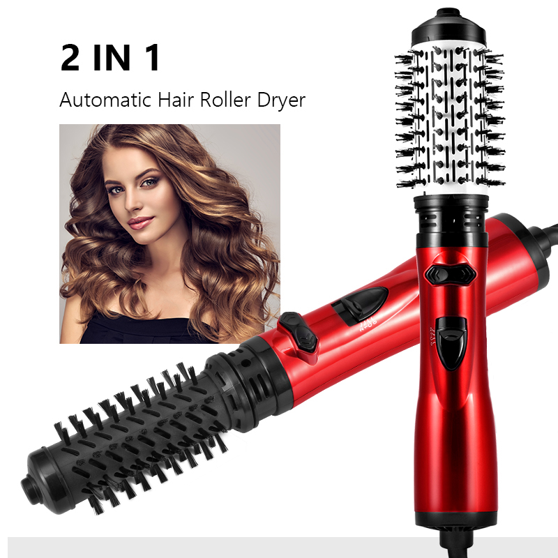 Multi-Functional 2 In 1 Hot Air Brush Automatic Hair Curler Straightener Rotating Volumizer Curling Iron Ceramic Hot Comb