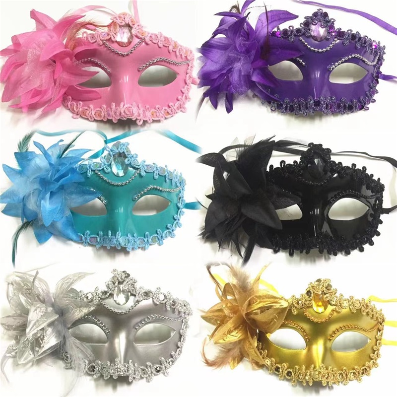 (Blue) Halloween Mask Venetian Mask Costume Party Princess Women Party Performance Prop Half Face Mask