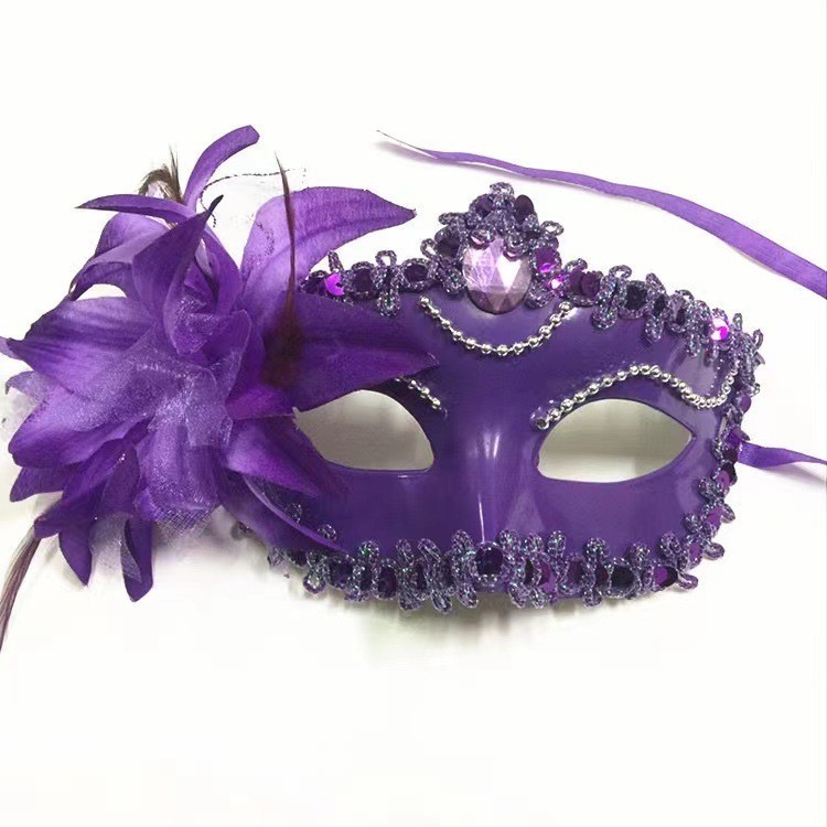 (Blue) Halloween Mask Venetian Mask Costume Party Princess Women Party Performance Prop Half Face Mask