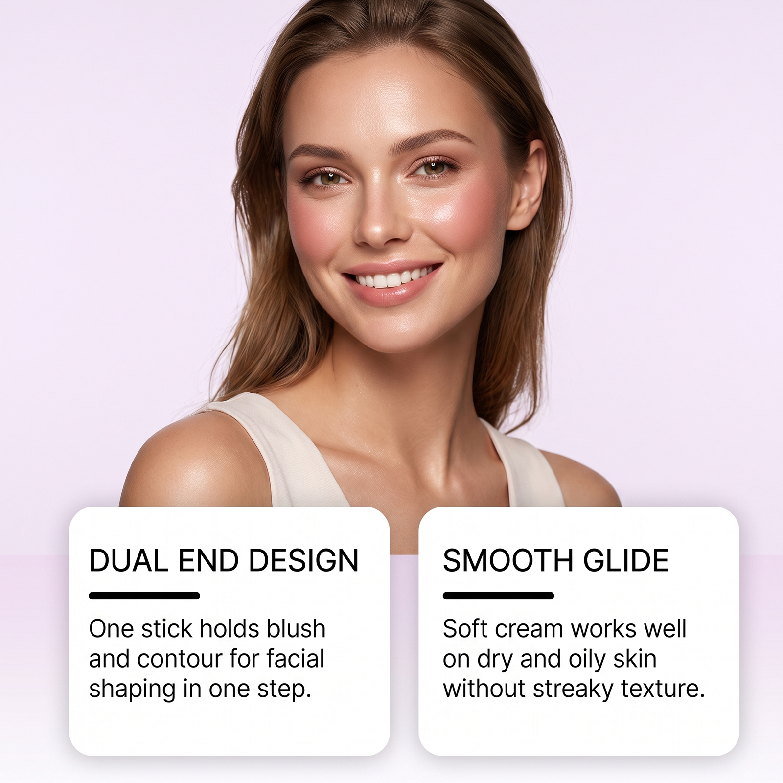 Two In One Blush Contour Stick Double Head Rose Red Dark Brown Matte Lightweight Fit Longwear Natural Stereo Portable Facial Makeup