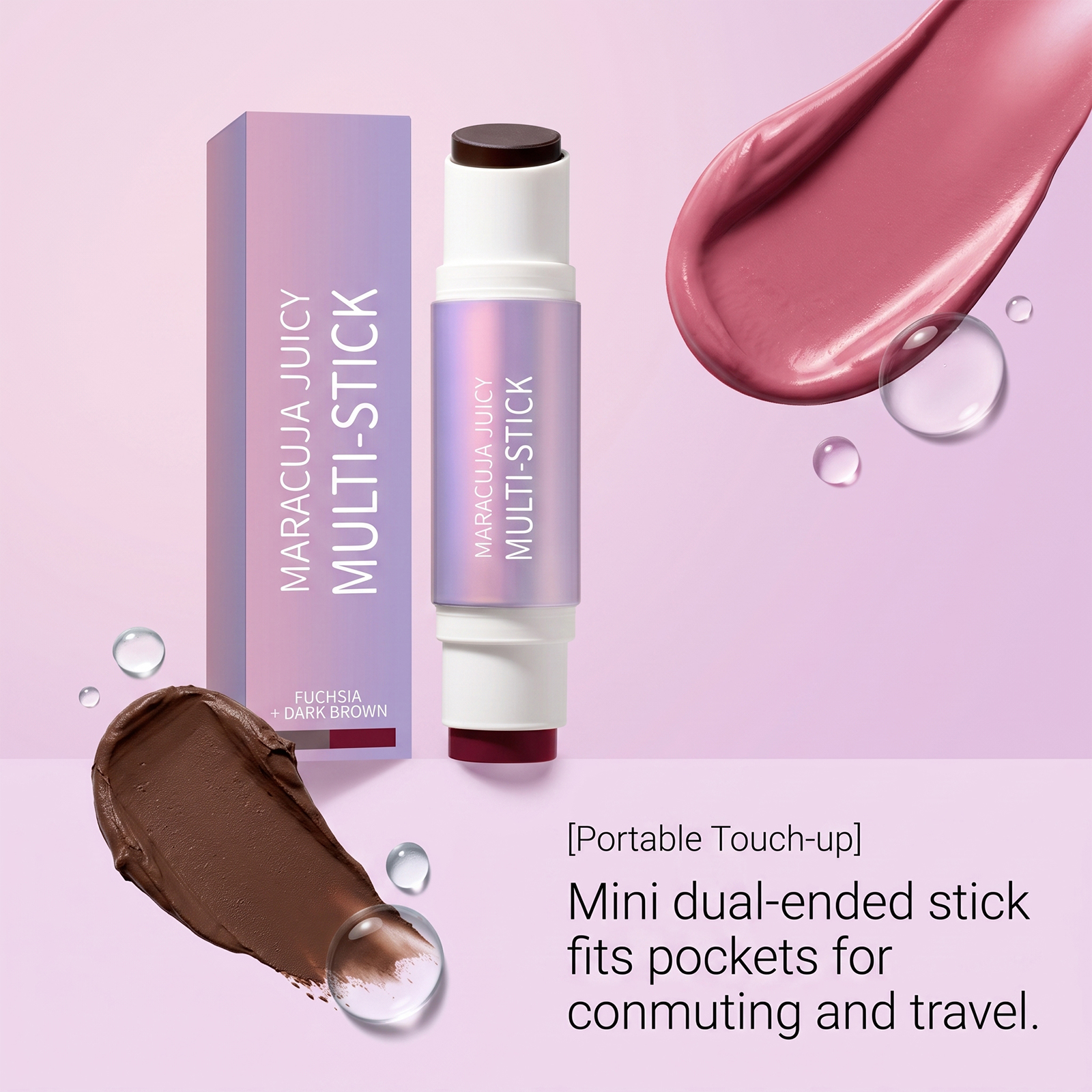 Two In One Blush Contour Stick Double Head Rose Red Dark Brown Matte Lightweight Fit Longwear Natural Stereo Portable Facial Makeup