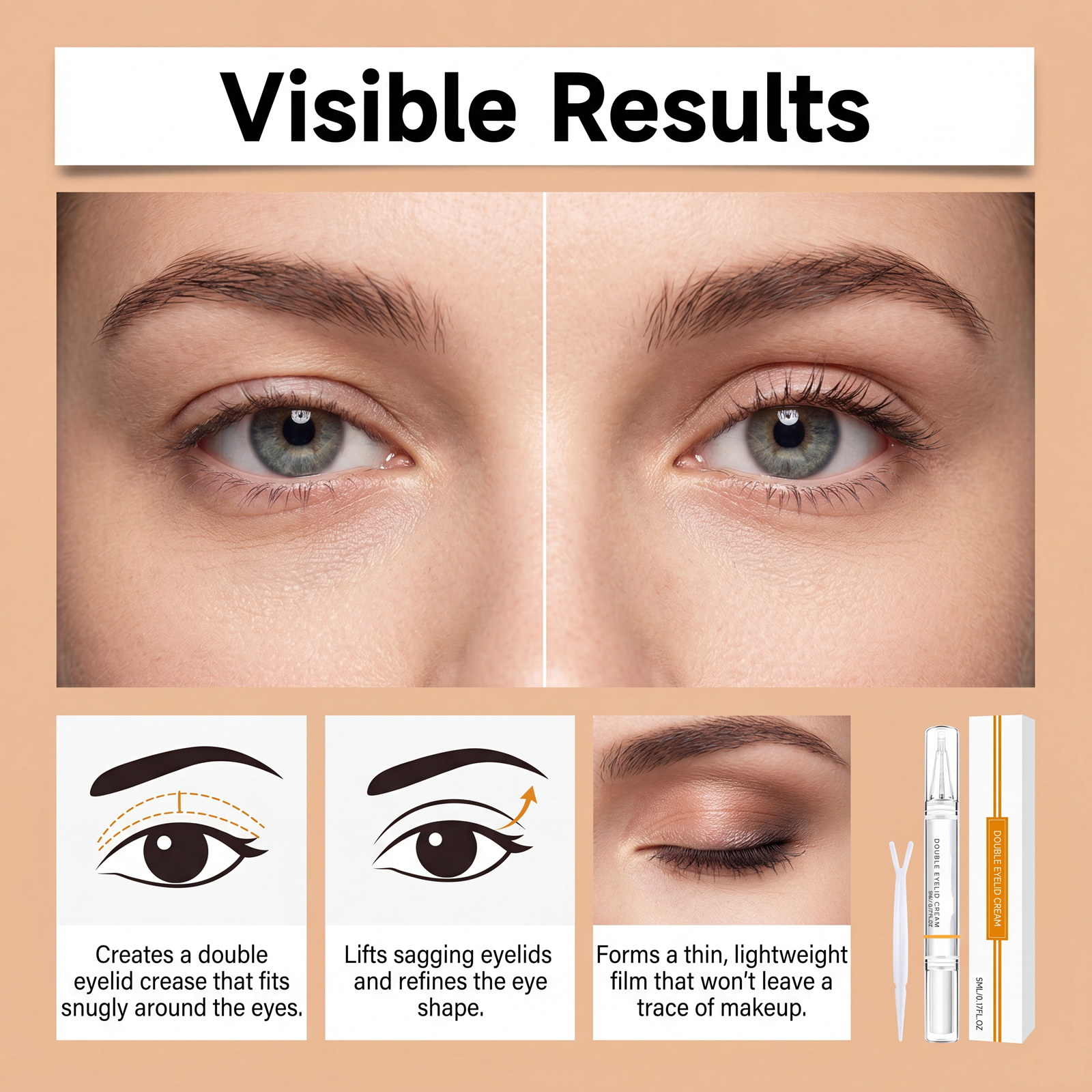 Double Eyelid Care Cream Modify Eye Shape Outline Invisible Traceless Natural Beautiful Makeup Effect Easy To Use Daily Convenient Eye Cosmetic