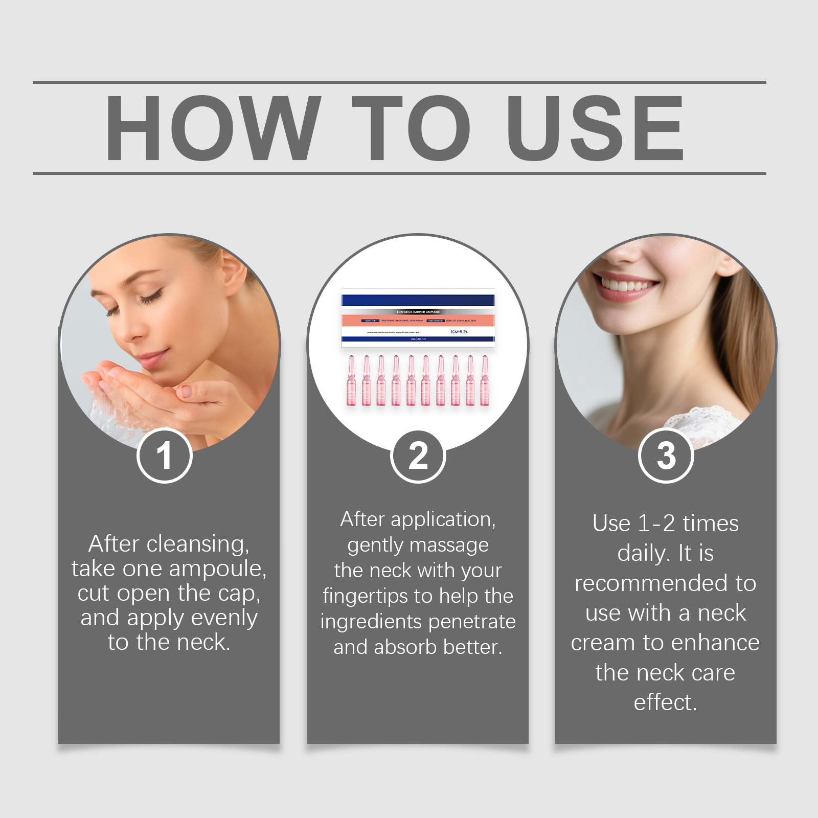 Neck Moisturizing Ampoule Mild Nourishing Soft Repair Daily Skin Contour Line Care For Cervical Area