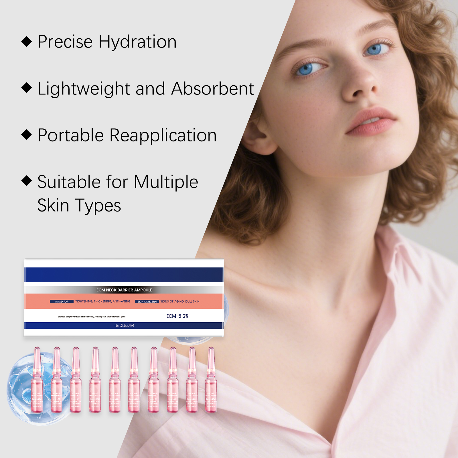 Neck Moisturizing Ampoule Mild Nourishing Soft Repair Daily Skin Contour Line Care For Cervical Area