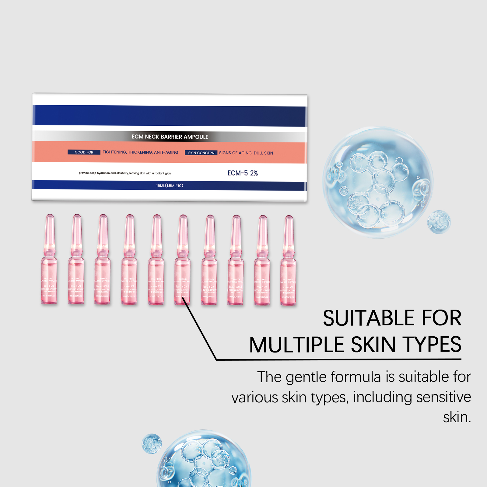 Neck Moisturizing Ampoule Mild Nourishing Soft Repair Daily Skin Contour Line Care For Cervical Area