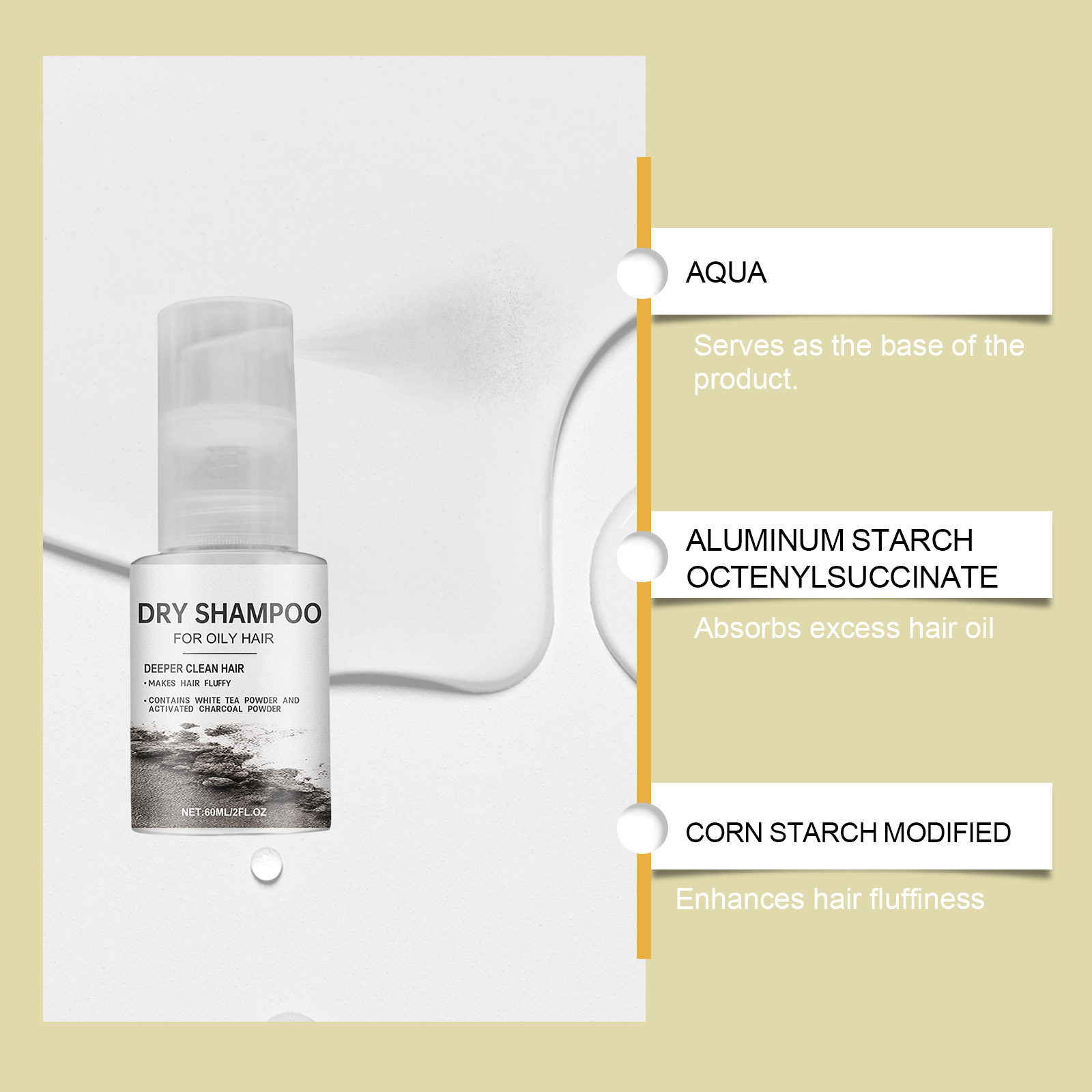 Fluffy Dry Shampoo Spray For Oil Hair Refreshing Portable Clean Natural Daily Scalp Hair Care
