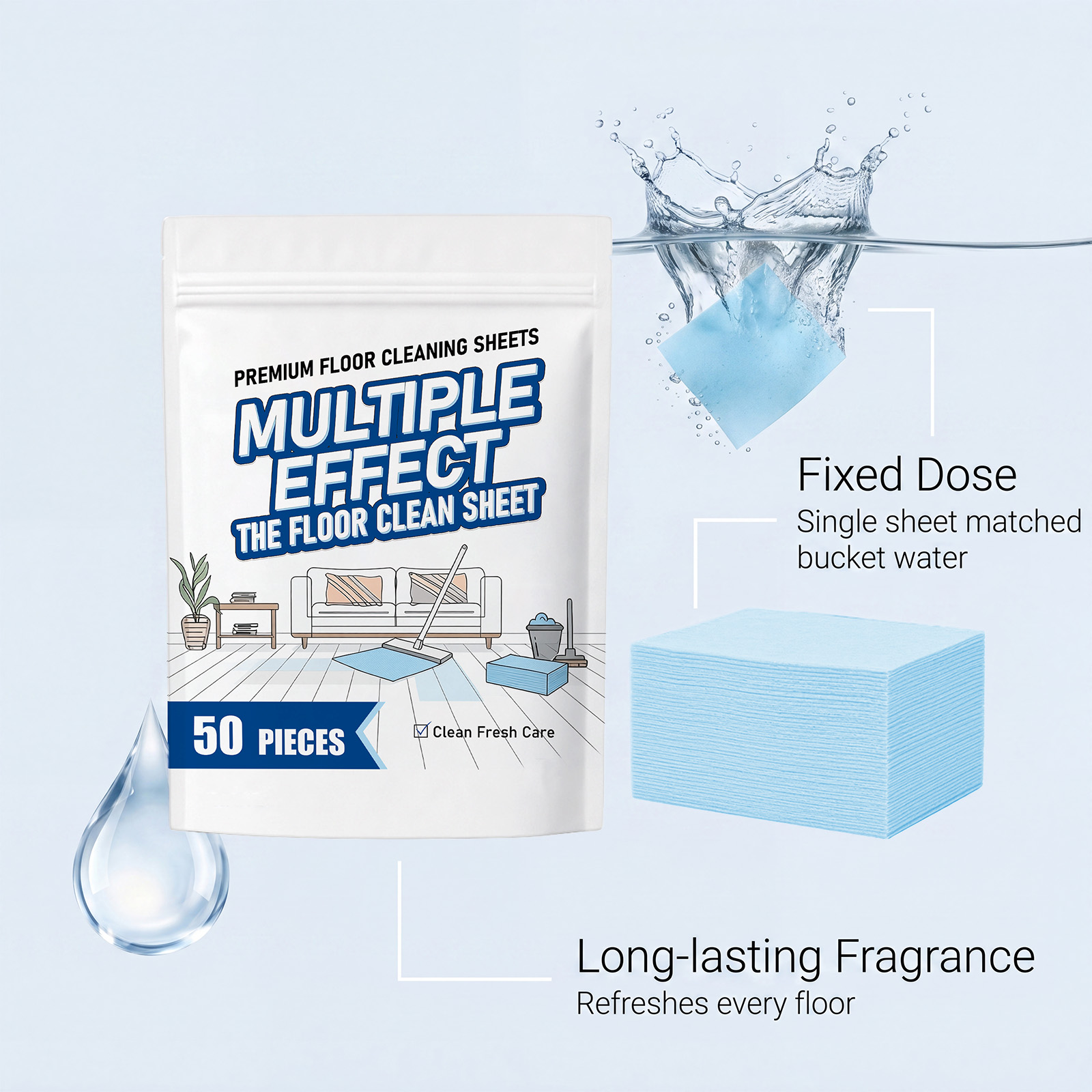 Multi Effect Floor Cleaning Tablets Household General Decontamination Deodorization Tile Daily Mopping Convenient Cleaner