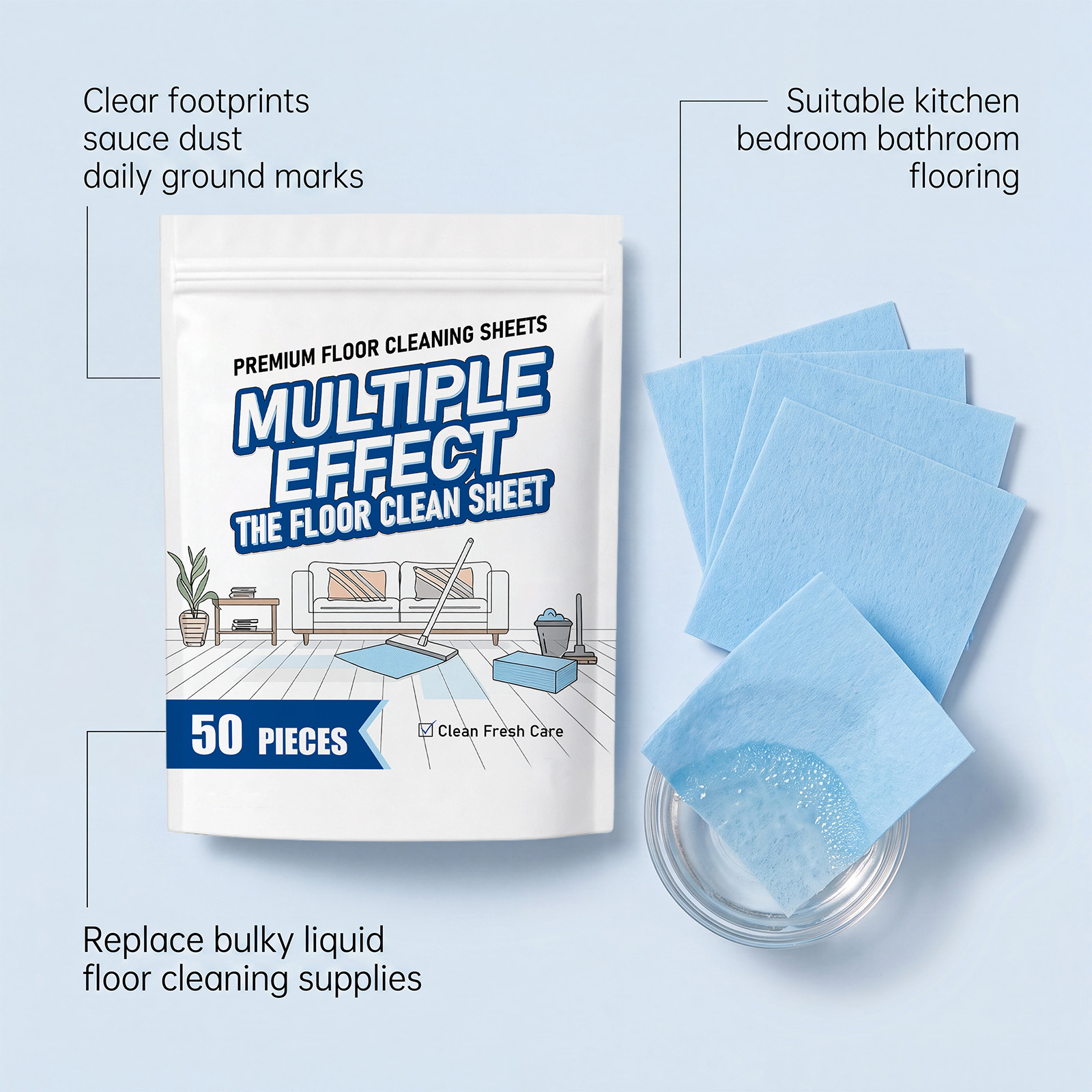 Multi Effect Floor Cleaning Tablets Household General Decontamination Deodorization Tile Daily Mopping Convenient Cleaner
