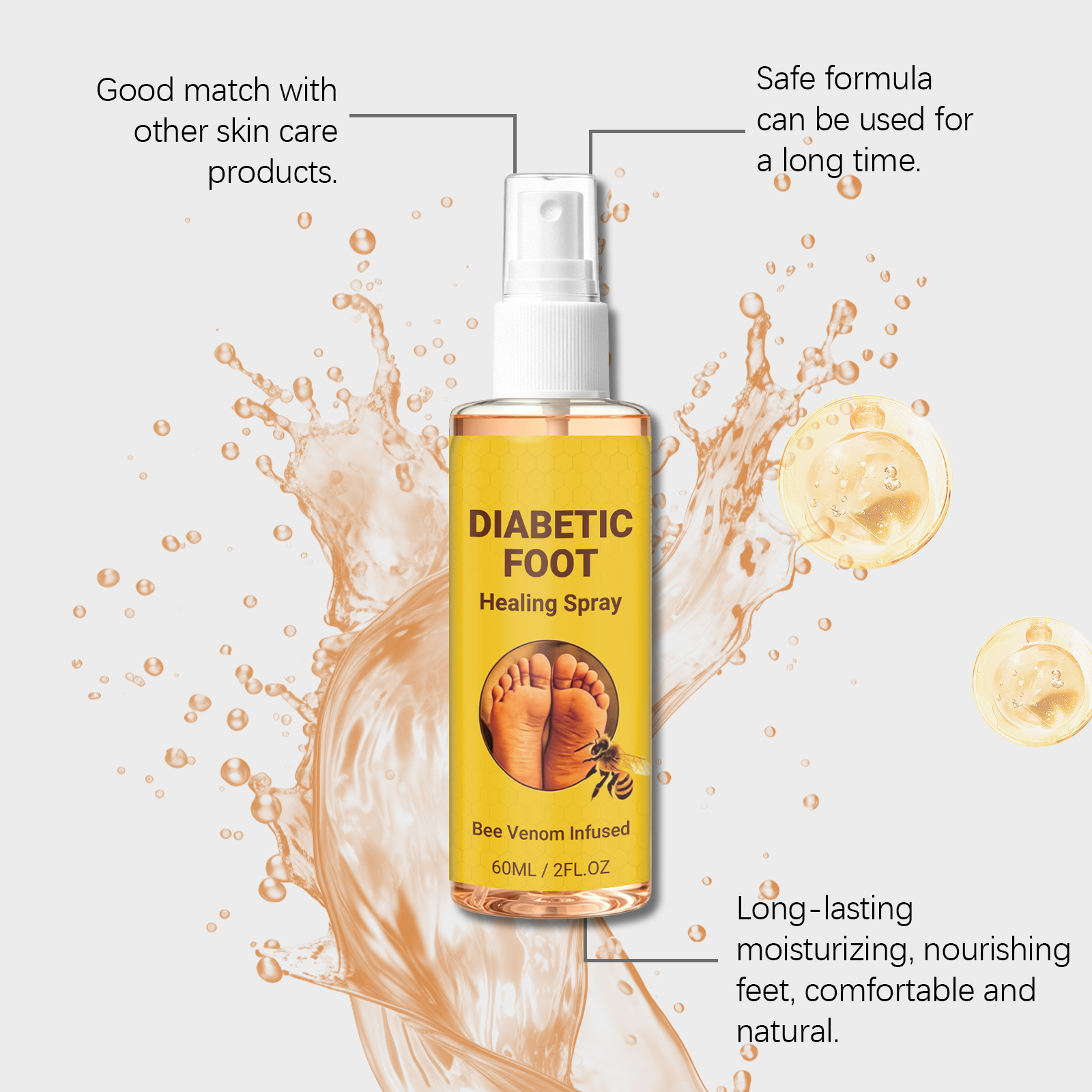 Herbal Foot Care Spray Refreshes Skin Eliminates Odor Keeps Dry Smooth Moisturizes Hydrates Softens Tired Feet