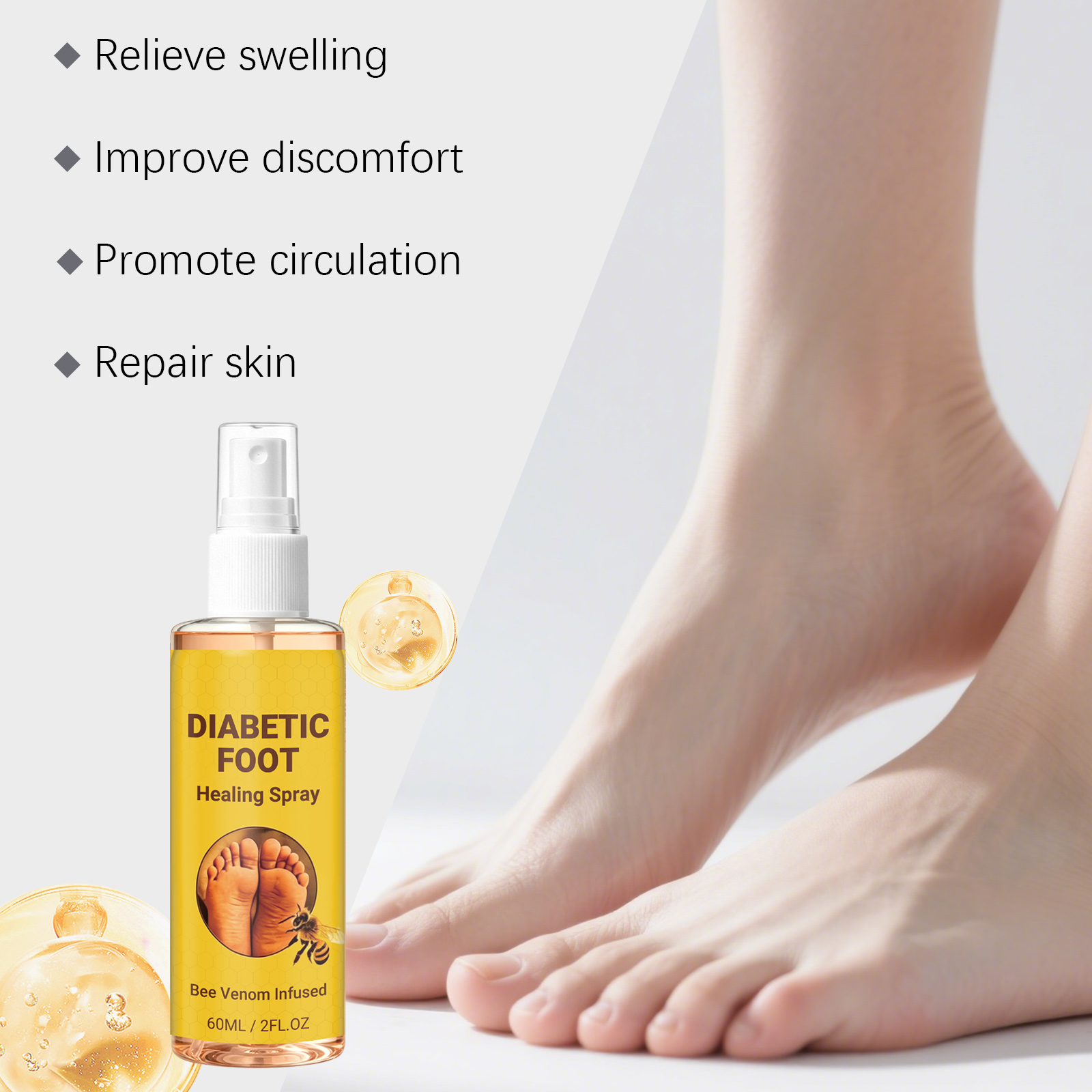 Herbal Foot Care Spray Refreshes Skin Eliminates Odor Keeps Dry Smooth Moisturizes Hydrates Softens Tired Feet