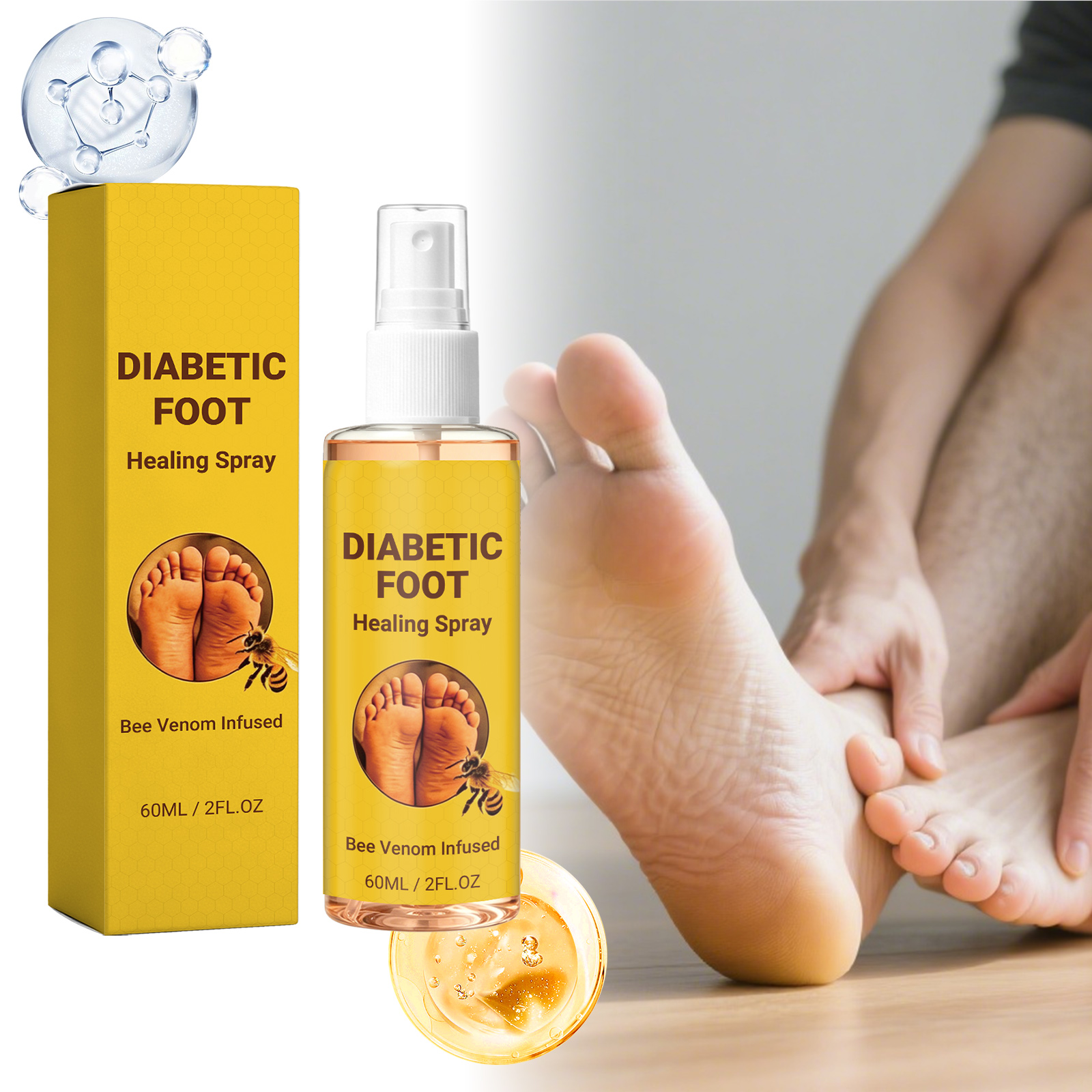 Herbal Foot Care Spray Refreshes Skin Eliminates Odor Keeps Dry Smooth Moisturizes Hydrates Softens Tired Feet