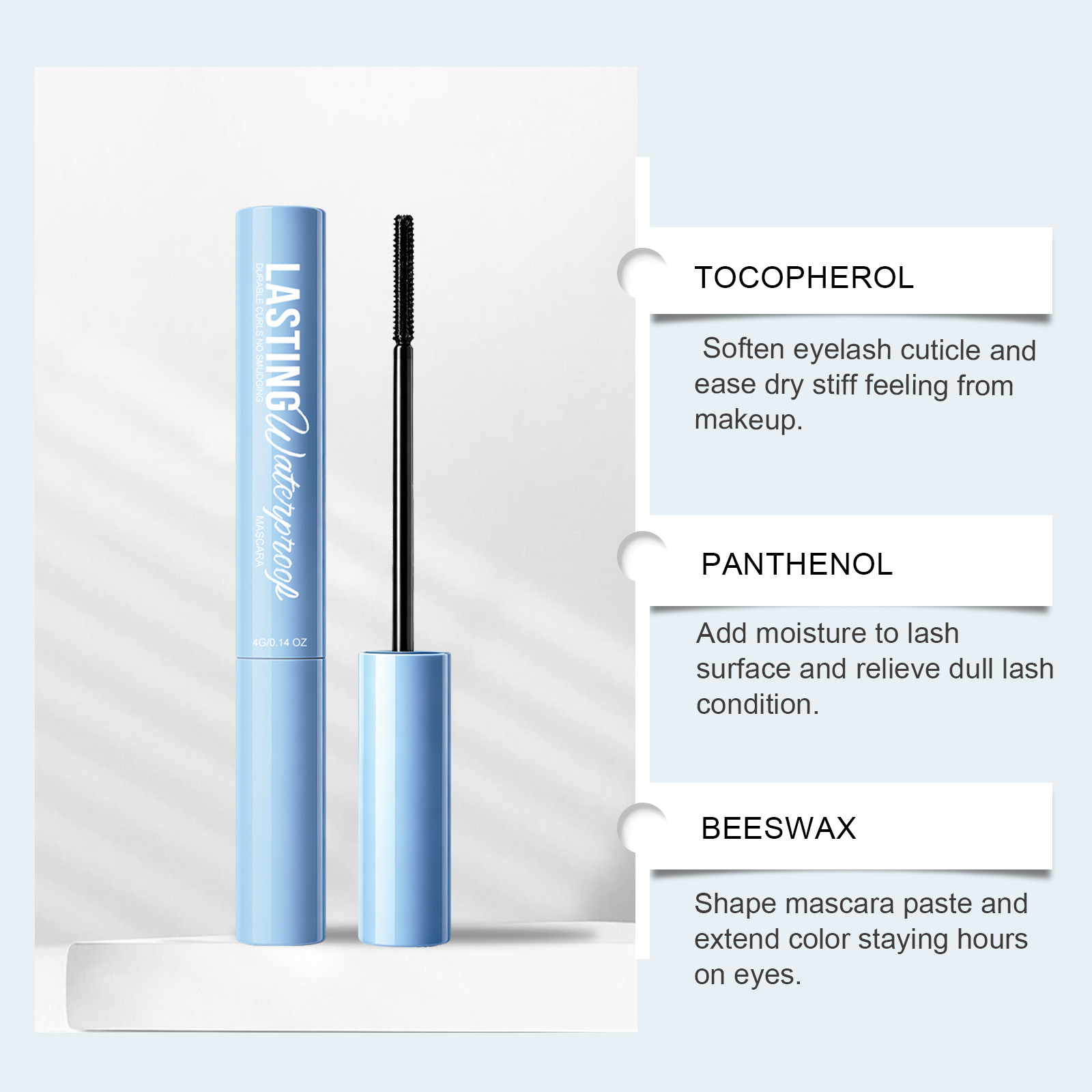 (Black) Makeup Longlasting Waterproof Mascara Smudgeproof Lengthen Curling Separated Mild Eyelash Care Cosmetic