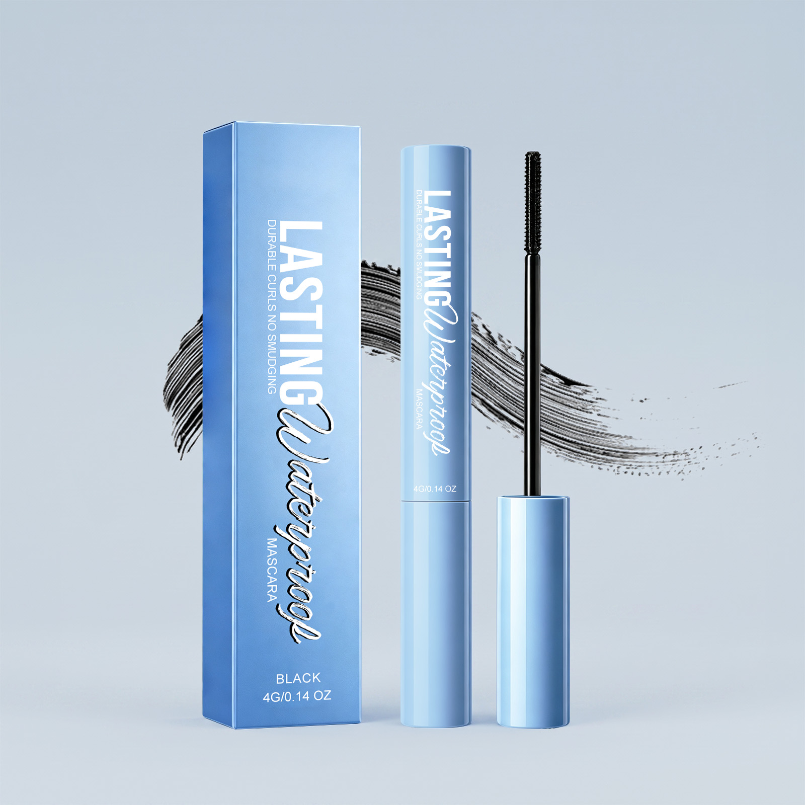 (Black) Makeup Longlasting Waterproof Mascara Smudgeproof Lengthen Curling Separated Mild Eyelash Care Cosmetic