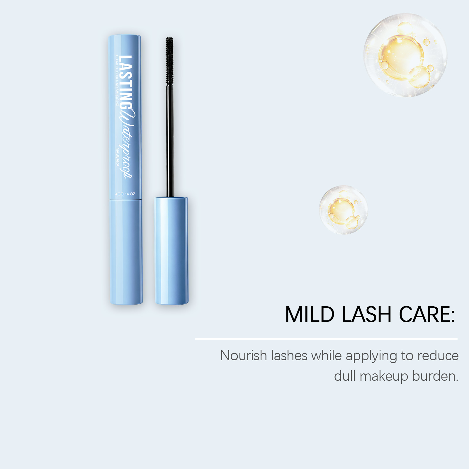 (Black) Makeup Longlasting Waterproof Mascara Smudgeproof Lengthen Curling Separated Mild Eyelash Care Cosmetic