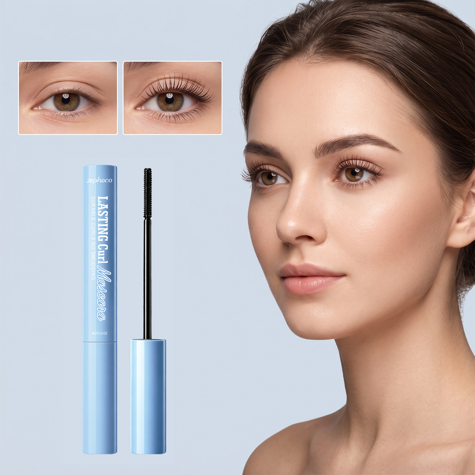 (Black) Makeup Longlasting Waterproof Mascara Smudgeproof Lengthen Curling Separated Mild Eyelash Care Cosmetic