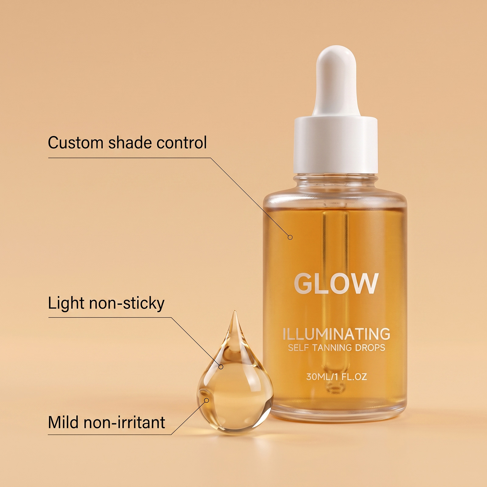 Facial Body Tanning Drops Summer Outdoor Mild Moisturizing Skin Wheat Gloss Creation