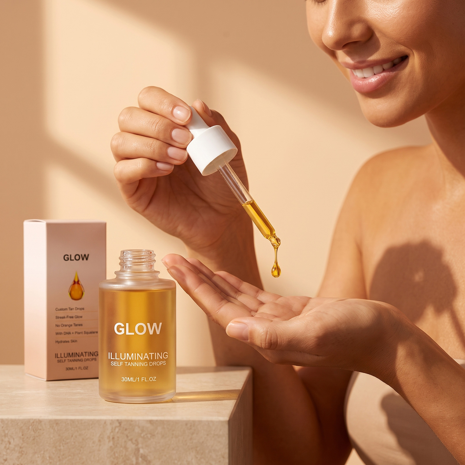 Facial Body Tanning Drops Summer Outdoor Mild Moisturizing Skin Wheat Gloss Creation