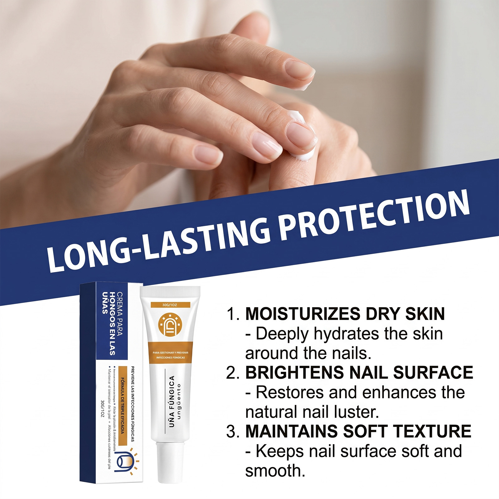 Nail Care Cream Smooth Texture Mild Moisturizing Soft Dry Cuticle Skin Natural Gloss Daily Maintenance