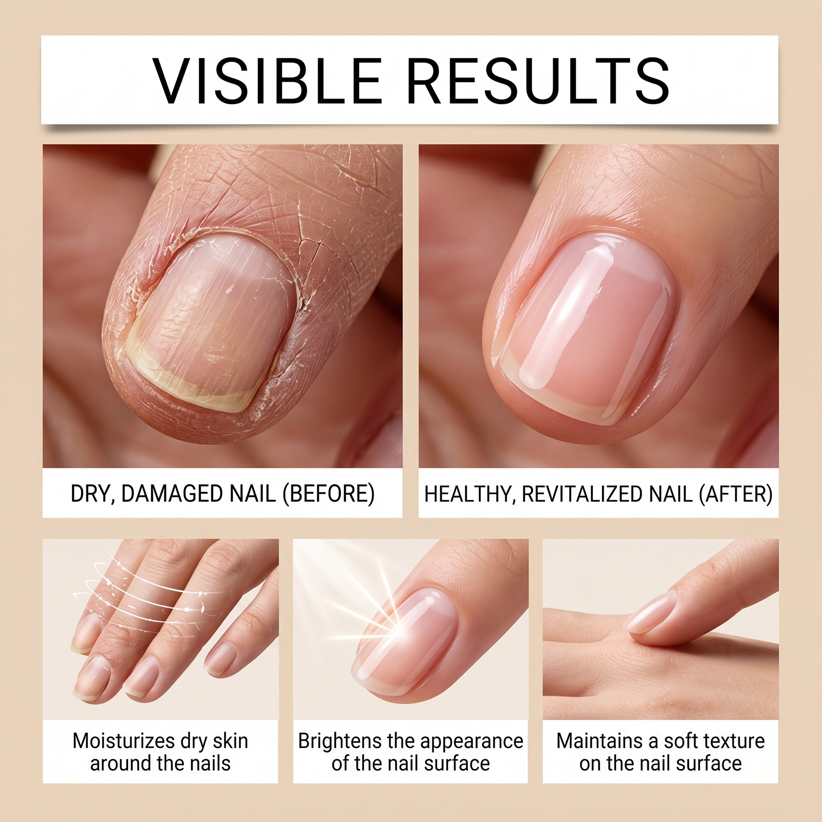 Nail Care Cream Smooth Texture Mild Moisturizing Soft Dry Cuticle Skin Natural Gloss Daily Maintenance