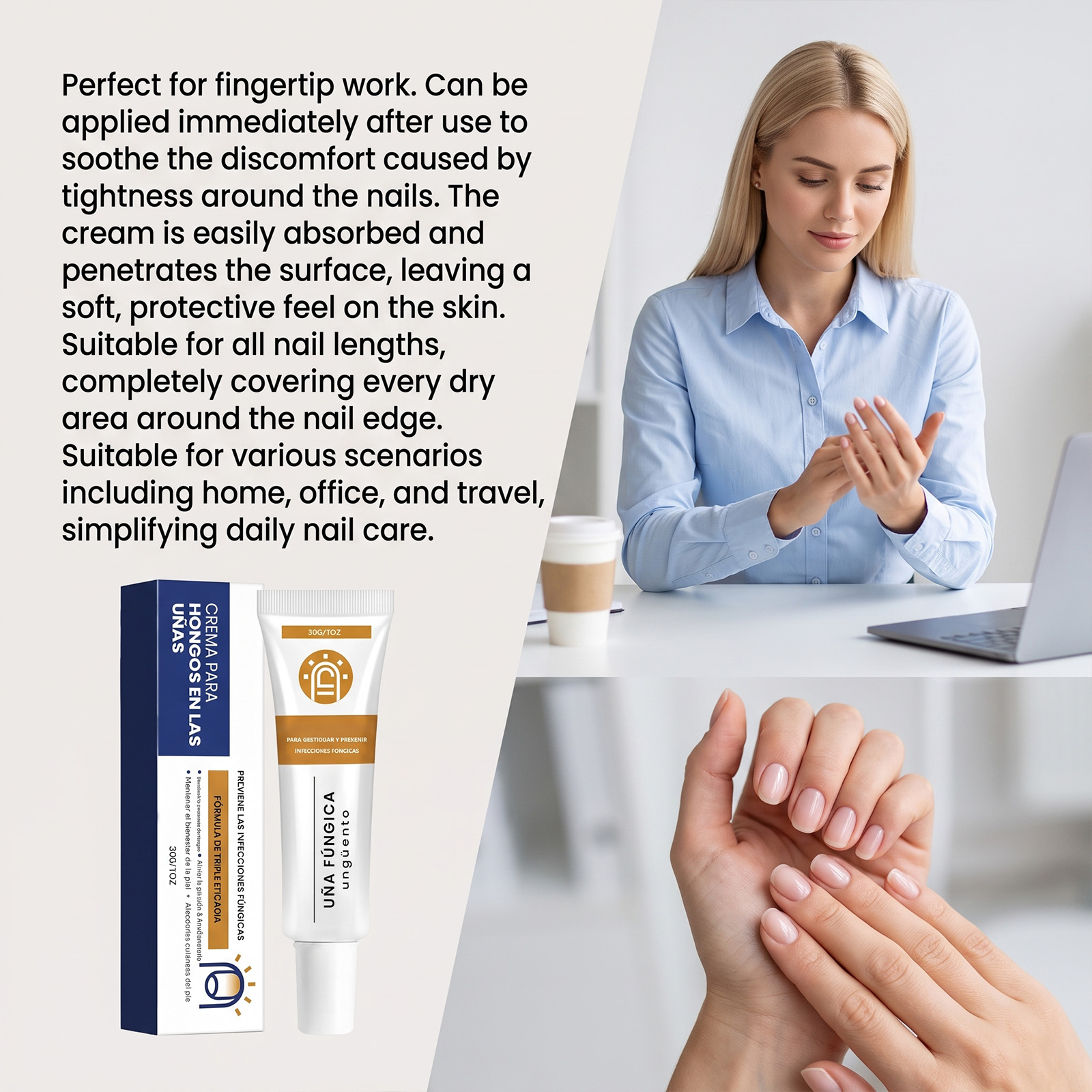 Nail Care Cream Smooth Texture Mild Moisturizing Soft Dry Cuticle Skin Natural Gloss Daily Maintenance