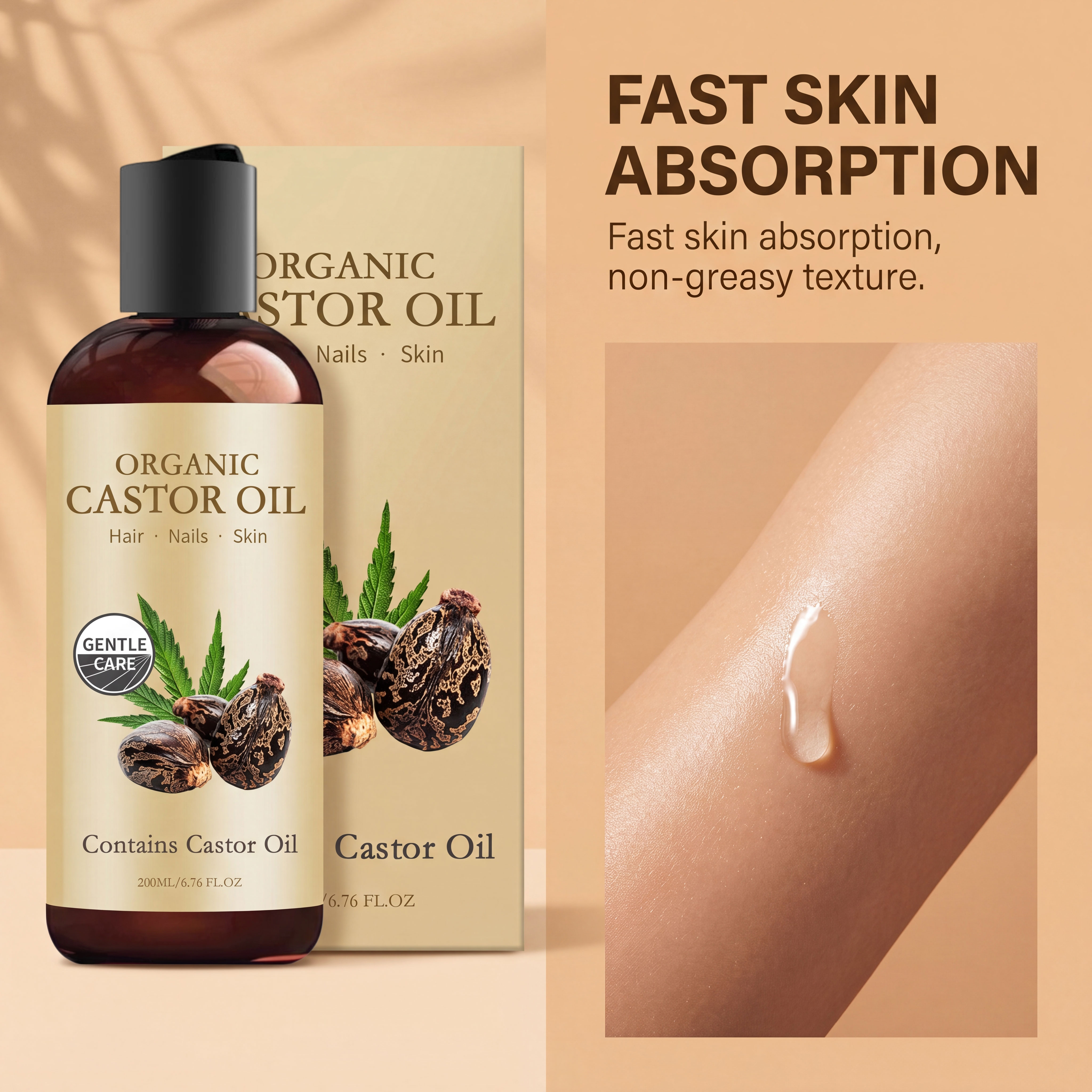 Castor Oil Body Care Skin Moisturizing Hydrating Brightening Smoothing Softening Absorbent Body Facial Nourishing Refreshing