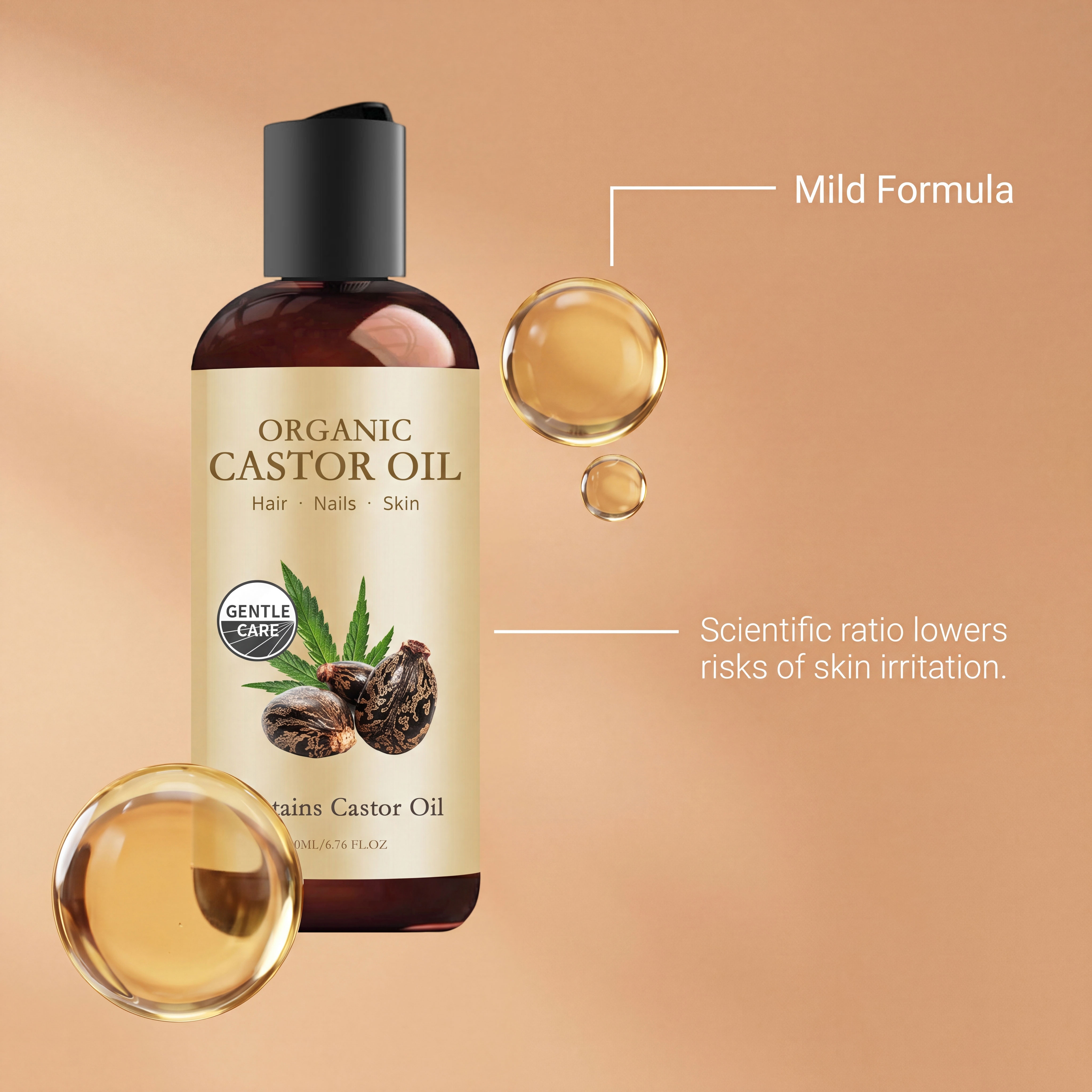 Castor Oil Body Care Skin Moisturizing Hydrating Brightening Smoothing Softening Absorbent Body Facial Nourishing Refreshing