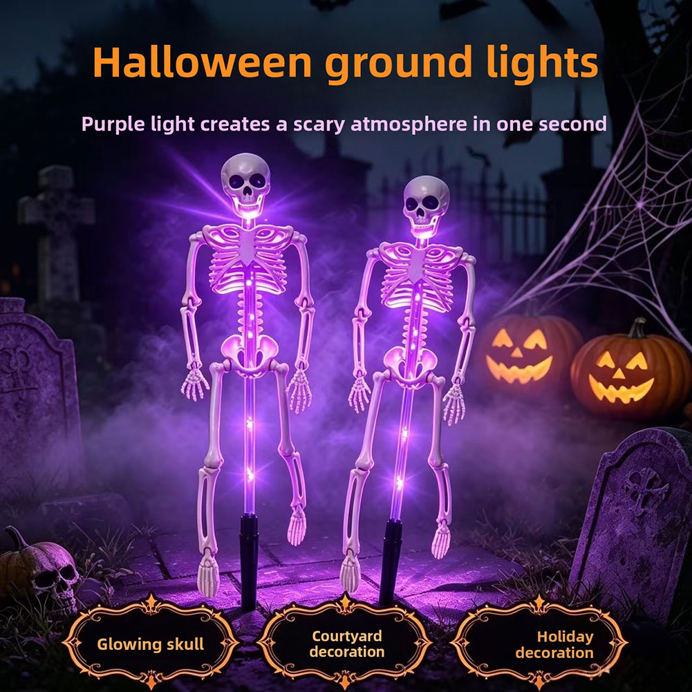 2-in-1 Solar Powered Skeleton Stake Light Bendable Outdoor Garden Yard Lawn Patio Porch Decoration Halloween 