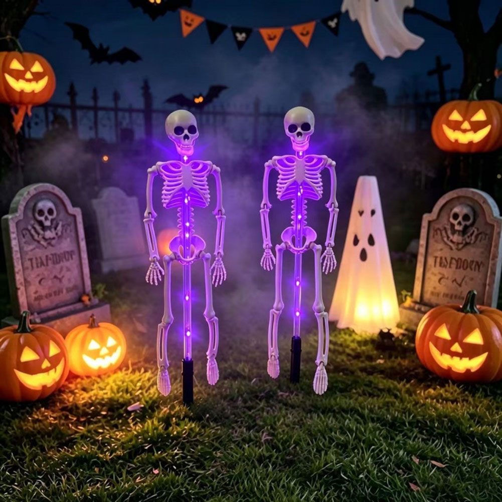 2-in-1 Solar Powered Skeleton Stake Light Bendable Outdoor Garden Yard Lawn Patio Porch Decoration Halloween 