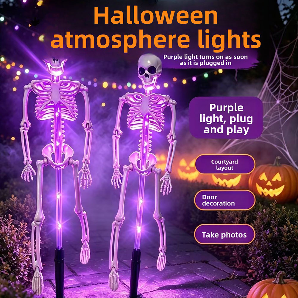 2-in-1 Solar Powered Skeleton Stake Light Bendable Outdoor Garden Yard Lawn Patio Porch Decoration Halloween 
