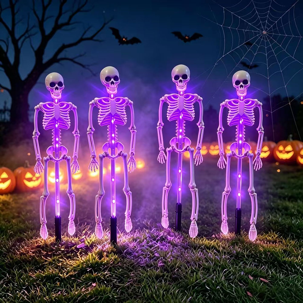2-in-1 Solar Powered Skeleton Stake Light Bendable Outdoor Garden Yard Lawn Patio Porch Decoration Halloween 