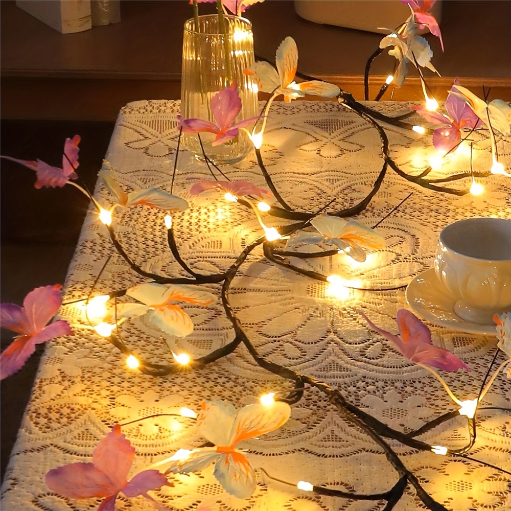 Butterfly Willow Vine Lights 8 Modes Bendable Tree Branch with Butterflies USB Powered for Wedding Christmas Decoration 30LED Warm White 