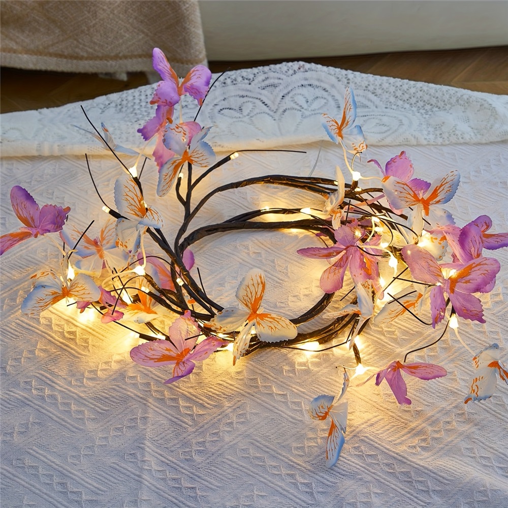 Butterfly Willow Vine Lights 8 Modes Bendable Tree Branch with Butterflies USB Powered for Wedding Christmas Decoration 30LED Warm White 