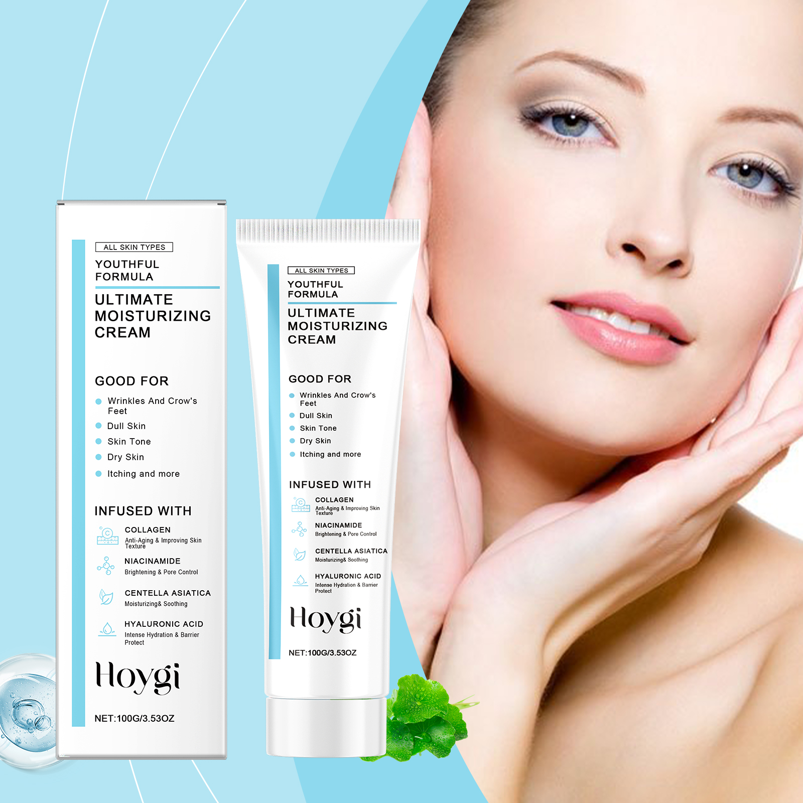 Centella Asiatica Moisturizing Cream Mildly Nourishes Hydrates Moisturizes Brightens Facial Skin Daily Skin Care