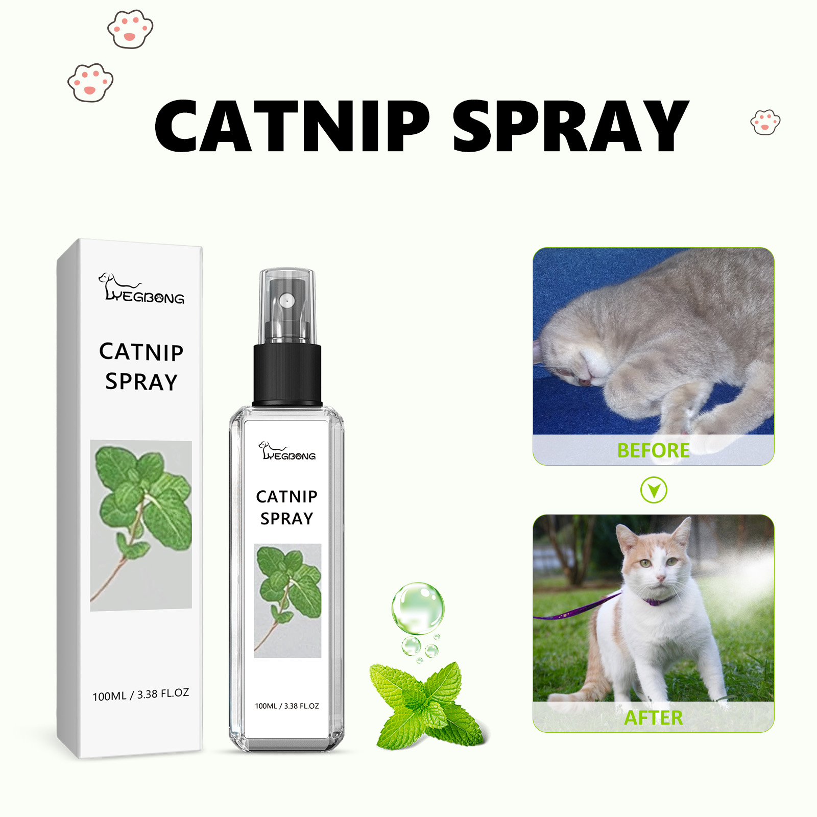 Catnip Spray For Cat Calming Anxiety Relief Energy Boost Playtime Enrichment Daily Pet Care 1 PCS