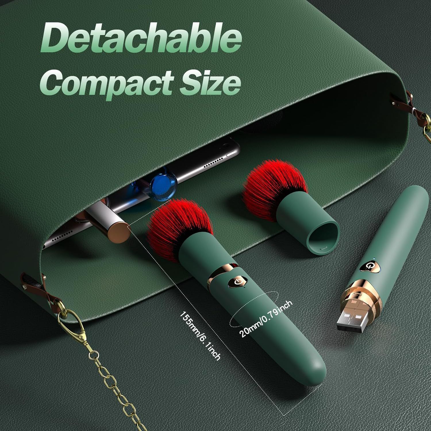 (Black) Sex Toys for Women Insertable Masturbator Adult Toys Female Vibrator Wand Strong Vibration Makeup Brush Design Dildo Bullet Vibrator Rechargeable