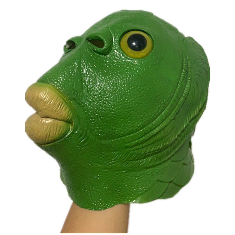 Halloween Green Fish Monster Mask Aquatic Latex Headgear Cosplay Props