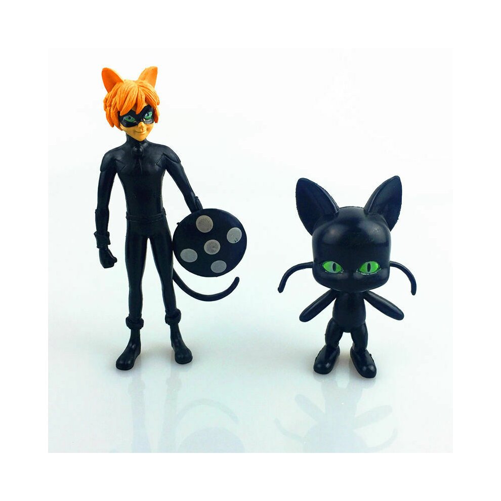 6PCS Miraculous Ladybug Tikki Noir Cat Plagg Adrien Figures Doll Toy
